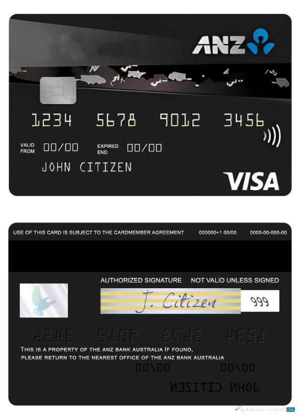 Download Australia ANZ Rewards Black credit visa card Photoshop template